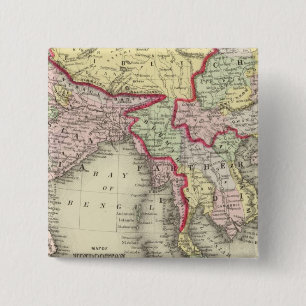 Hindoostan, Farther India, China, Tibet Vierkante Button 5,1 Cm