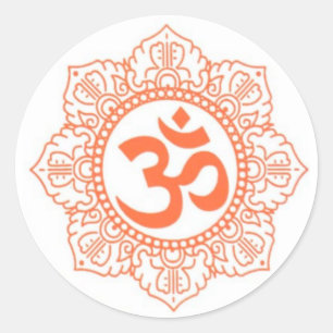 HINDU - BUDDHA SYMBOLEN OM, OHM RONDE STICKER