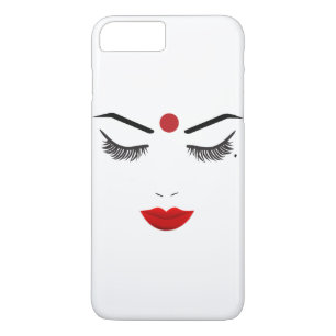 Hindu Dot Beauty Face Lashes & Red Lips Makeup iPhone 8 Plus / 7 Plus Hoesje