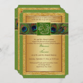 Hindu Ganesh Green, Mariage Peacock Or Invitation (Devant / Derrière)