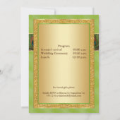 Hindu Ganesh Groen, Gouden Peacock Bruiloft Uitnod Kaart (Achterkant)