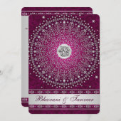 Hindu Ganesh Plum, Silver Scrolls Wedding Invite 2 Kaart (Voorkant / Achterkant)