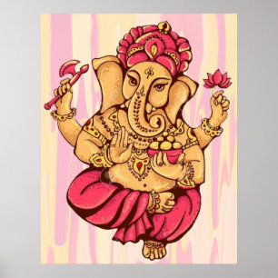 Hindu God Lord Ganesh Ganesha Happiness Rikt God Poster