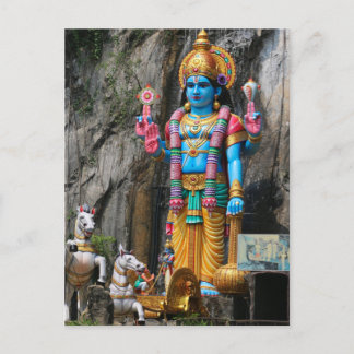 Hindu God-sculptuur met paardenwagen Briefkaart