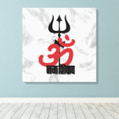 Hindu God Shiva Om Namah Shivay met Trident OM Canvas Afdruk (Insitu (Houten vloer))