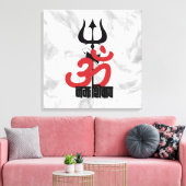 Hindu God Shiva Om Namah Shivay met Trident OM Canvas Afdruk (Insitu (Woonkamer))