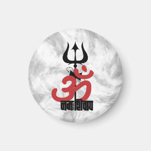 Hindu God Shiva Om Namah Shivay met Trident OM Magneet