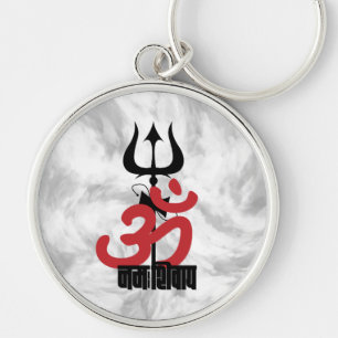 Hindu God Shiva Om Namah Shivay met Trident OM Sleutelhanger