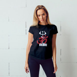 Hindu God Shiva Om Namah Shivay met Trident OM T-shirt
