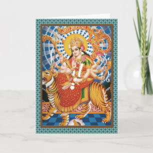 Hindu Goddess Durga met tijgerkaarten Kaart