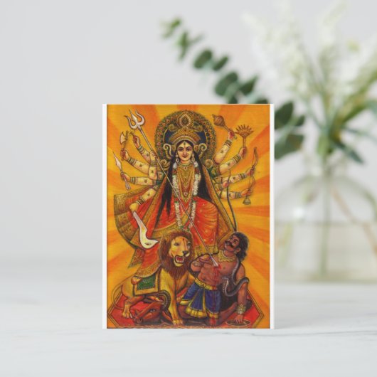 HINDU GODDESS DURGA-OVERZICHT OVER EVIL BRIEFKAART (Staand voorkant)