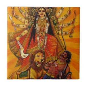 HINDU GODDESS DURGA-OVERZICHT OVER EVIL TEGELTJE