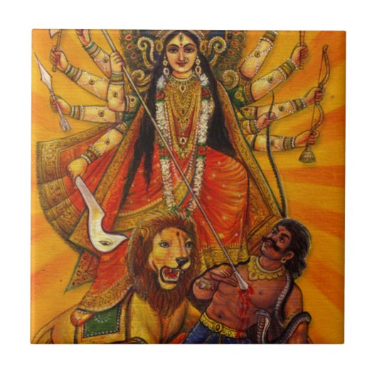 HINDU GODDESS DURGA-OVERZICHT OVER EVIL TEGELTJE (Voorkant)