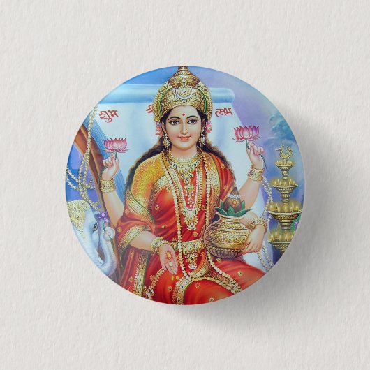 Hindu Goddess Lakshmi Devi Ronde Button 3,2 Cm (Voorkant)