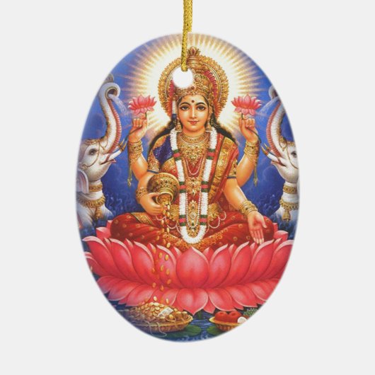 Hindu Goddess Laxmi Devi Mata Keramisch Ornament (Voorkant)
