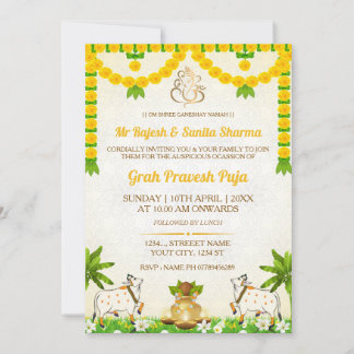 Hindu Graha Pravesh Puja Invitation Card Kaart