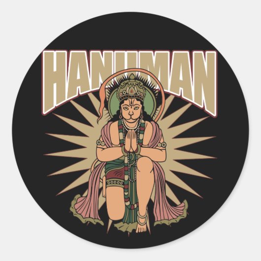 Hindu Hanuman Ronde Sticker (Voorkant)
