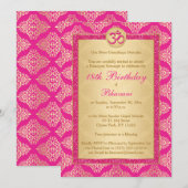 Hindu Magenta Roze, Gouden Damask 18e Verjaardag Kaart (Voorkant / Achterkant)