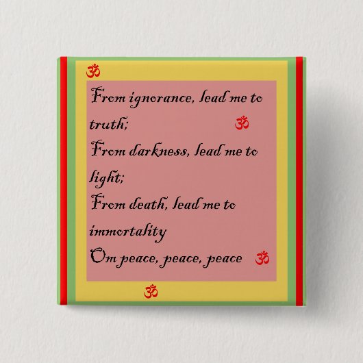 Hindu Mantra Om Vierkante Button 5,1 Cm (Voorkant)