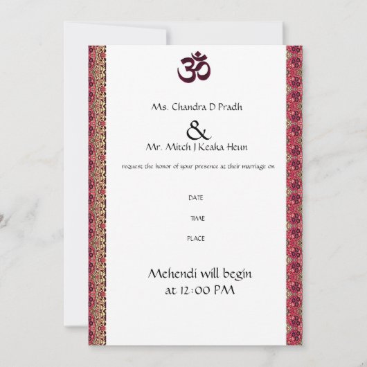 Hindu Om Wedding Invitation Kaart (Voorkant)