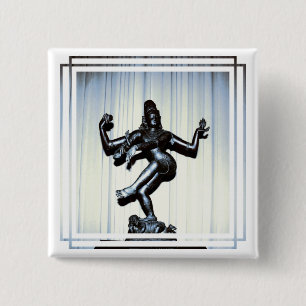 Hindu Shiva Pin Vierkante Button 5,1 Cm