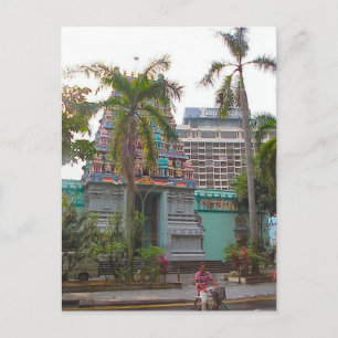 Hindu-tempeleredienst buiten de Chattiar-tempel Briefkaart