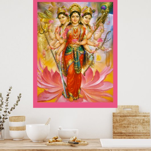 Hindu Three Goddesses Large Canvas Print (Keuken)
