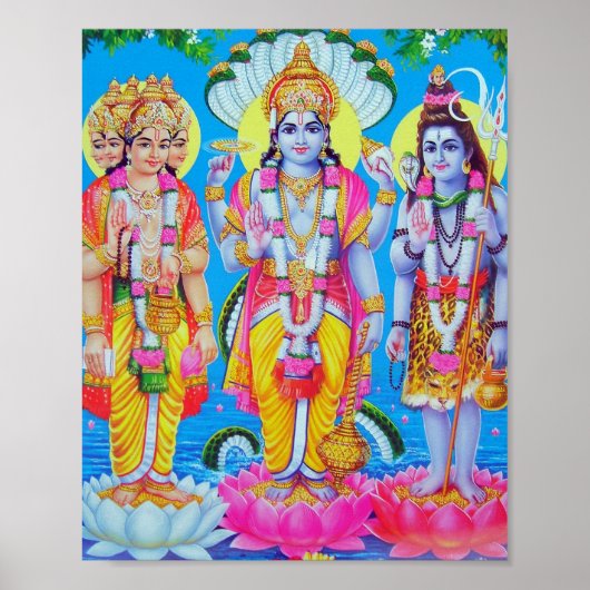 Hindu Trinity Brahma Vishnu Shiva Poster (Voorkant)