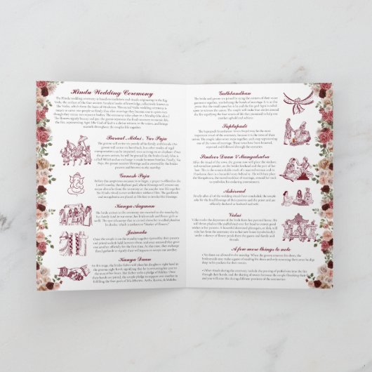 Hindu Wedding Ceremony (Gold Red Pink) gevouwen Programma (Binnen)