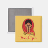 Hindu Woman in Namaste Greeting Pose Dank u Magneet (Voorkant / Achterkant)