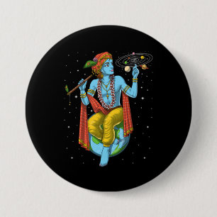 Hinduism Lord Krishna Ronde Button 7,6 Cm
