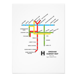 Hingham Massachusetts Subway Map Satire Photo Prin Foto Afdruk