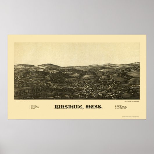 Hinsdale, MA Panoramic Map - 1887 Poster (Voorkant)