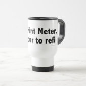 Hint Meter. Pour to Refill. 2 regels zwart Reisbeker (Voorkant rechts)