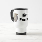 Hint Meter. Pour to Refill. 2 regels zwart Reisbeker (Voorkant links)