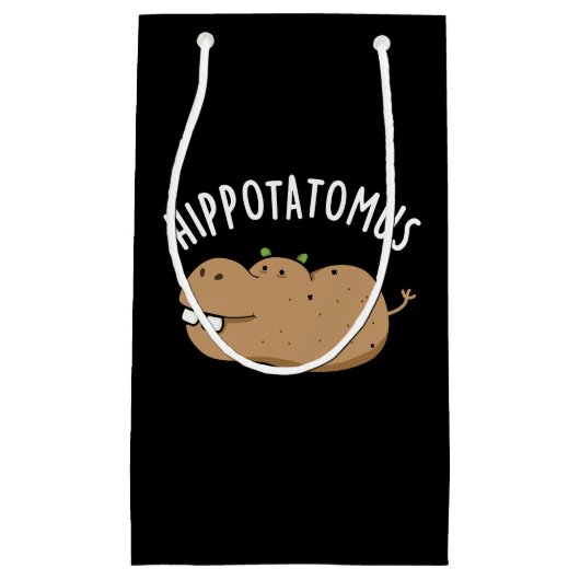 Hip-aardappel-mus Funny Hippo Pun Dark BG Klein Cadeauzakje (Voorkant)
