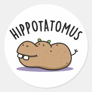 Hip-aardappel-mus Funny Hippo Pun Ronde Sticker