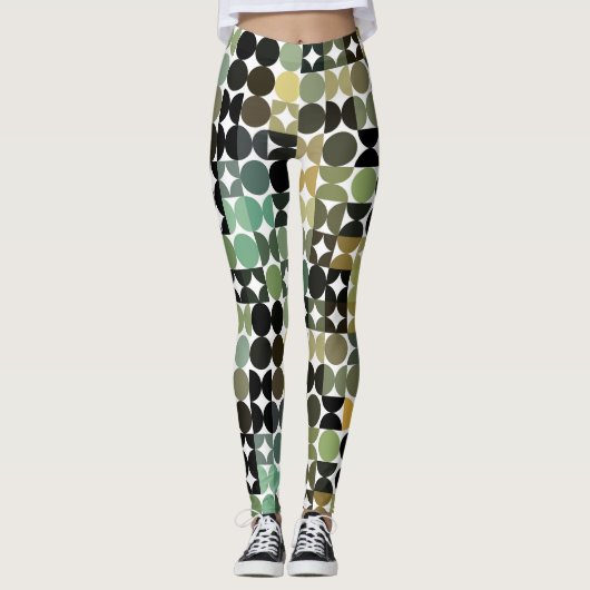 Hip Abstract Half Circles Industrial Fusion Art Leggings (Voorkant)