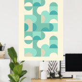 Hip Abstracte halve cirkels avy Mosaic Art Patroon Poster (Thuiskantoor)