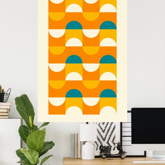 Hip Abstracte halve cirkels avy Mosaic Art Patroon Poster (Thuiskantoor)