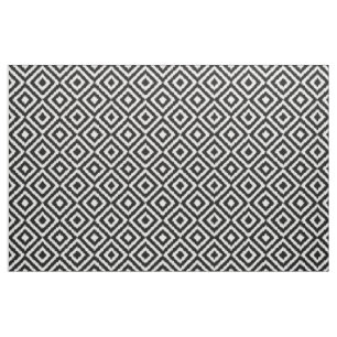 Hip Black White Ikat Diamond Square Mosaic Pattern Stof