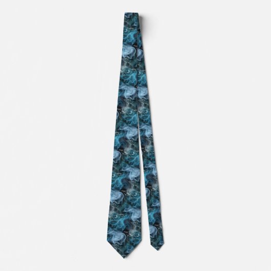 Hip Blauw Grijs Abstract Smoke Wave Art Pattern Stropdas (Voorkant)