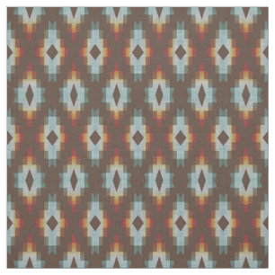 Hip Blue Oranje Red Brown Tribal Kunstpatroon Stof