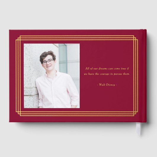Hip Border Foil Photo Graduation Guest Book (Verso)