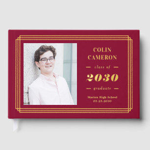Hip Border Foil Photo Graduation Guest Book