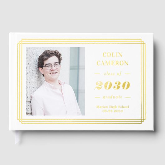 Hip Border Foil Photo Graduation Guest Book (Recto)
