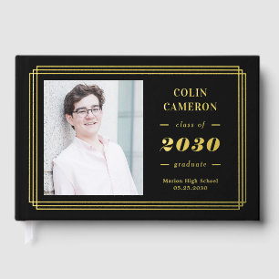 Hip Border Foil Photo Graduation Guest Book
