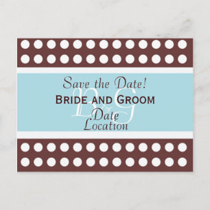 Hip bruin en blauw Save the Date Briefkaart