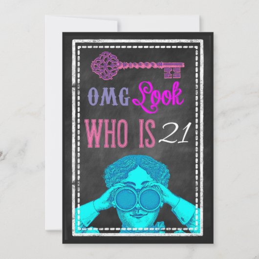 Hip Chalkboard Retro 21e anniversaire Invitations  (Devant)