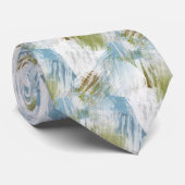 Hip Chic Lime Groen Grijs Blauw Brushstrokes Art Stropdas (Opgerold)